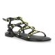 18+ Nu pieds cuir noir