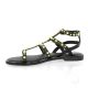 18+ Nu pieds cuir noir