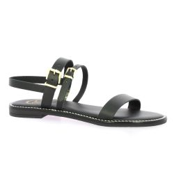 18+ Nu pieds cuir noir