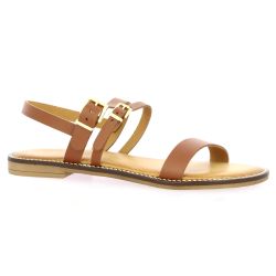 18+ Nu pieds cuir cognac