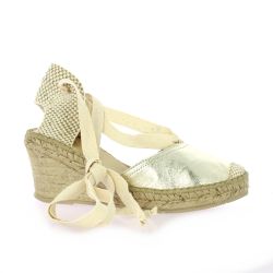 Pao Espadrille cuir laminé platine