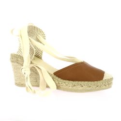 Pao Espadrille cuir cognac