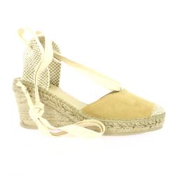 Pao Espadrille cuir velours camel