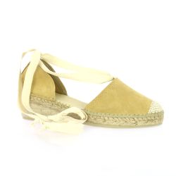 Pao Espadrille cuir velours camel