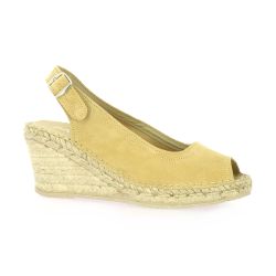 Pao Espadrille cuir velours camel
