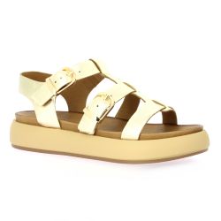 Inuovo Nu pieds cuir laminé or