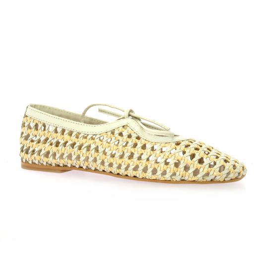 Inuovo Ballerines cuir tresse ecru