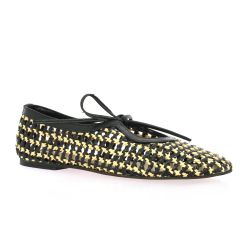 Inuovo Ballerines cuir tresse noir/beige