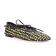 Inuovo Ballerines cuir tresse noir/beige