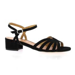 Sofia costa Nu pieds cuir velours noir