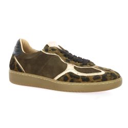 Reqins Baskets cuir velours vison