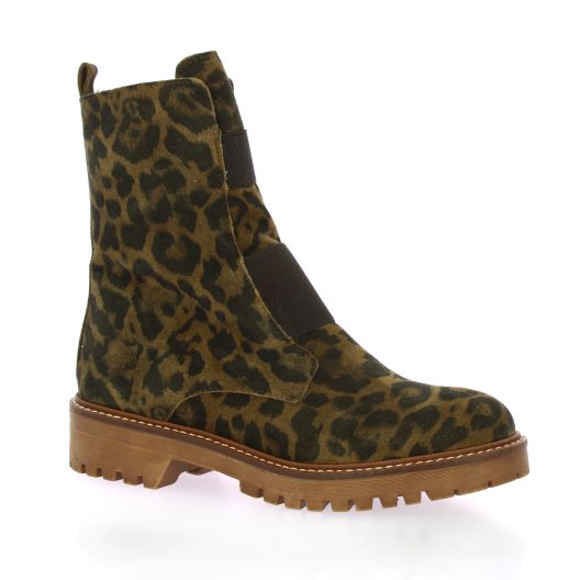 Reqins Boots cuir velours leopard