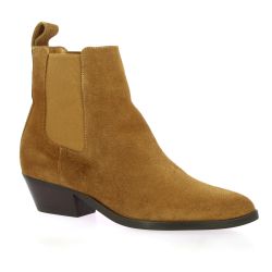 Reqins Boots cuir velours cognac