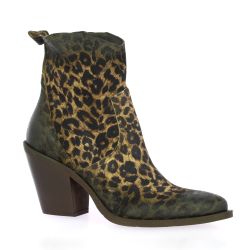 Metisse Boots cuir velours leopard