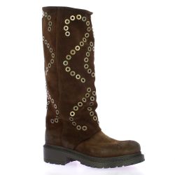 Metisse Bottes cuir velours marron