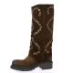 Metisse Bottes cuir velours marron