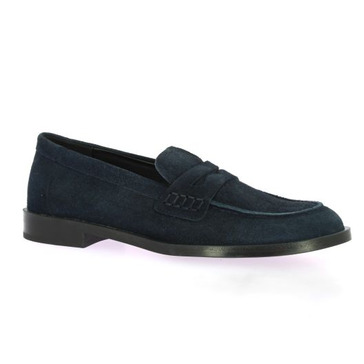 Exit Mocassins cuir velours marine