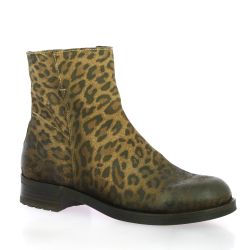 Coco abricot Boots cuir velours leopard
