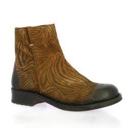 Coco abricot Boots cuir velours zebre