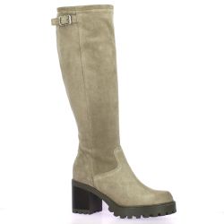 Spaziozero Bottes cuir velours taupe