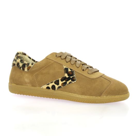 Step Baskets cuir velours camel/leo