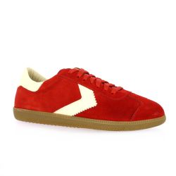 Step Baskets cuir velours rouge
