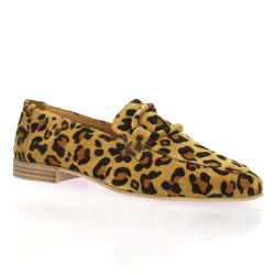 Coco abricot Mocassins cuir velours leopard