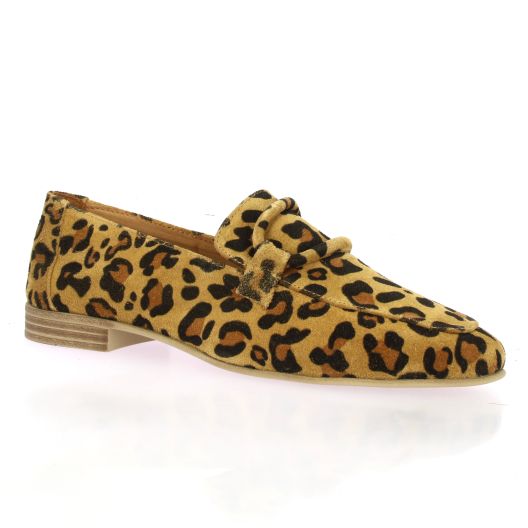 Coco abricot Mocassins cuir velours leopard