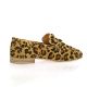 Coco abricot Mocassins cuir velours leopard