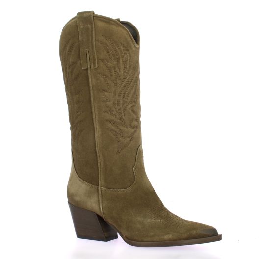 Gaia Bottes cuir velours fango