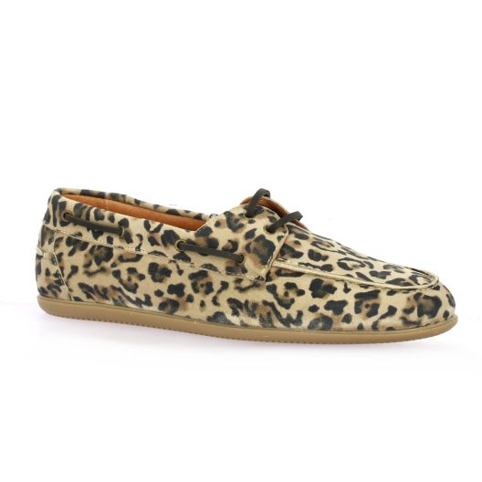 Belang Mocassins cuir velours leopard