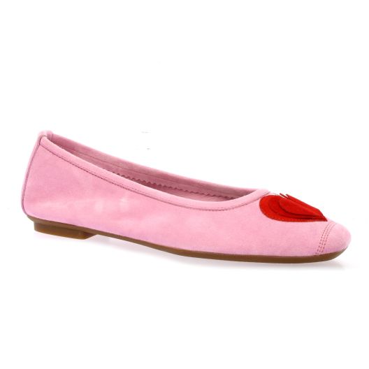 Reqins Ballerines cuir velours rose/rouge
