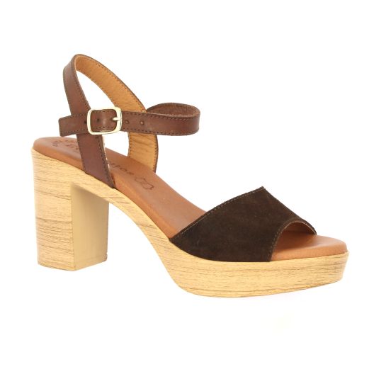 Eva frutos Nu pieds cuir velours marron