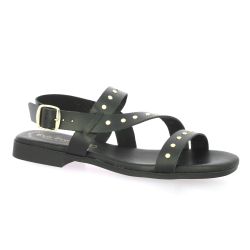 Eva frutos Nu pieds cuir noir