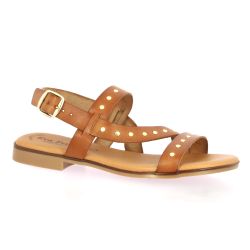 Eva frutos Nu pieds cuir cognac