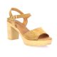 Eva frutos Nu pieds cuir velours camel