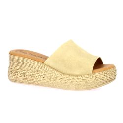 Eva frutos Nu pieds cuir velours beige