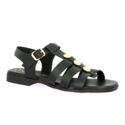 Eva frutos Nu pieds cuir noir