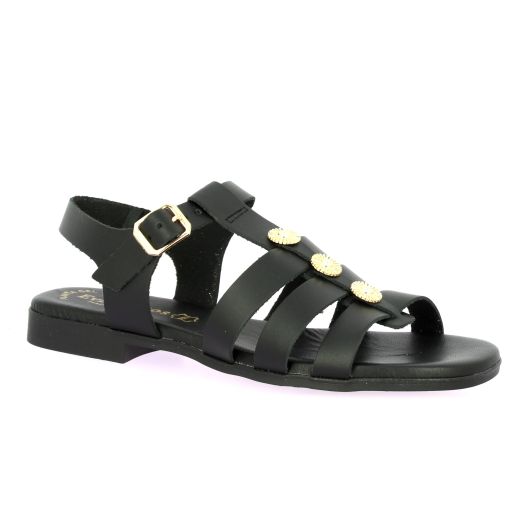 Eva frutos Nu pieds cuir noir