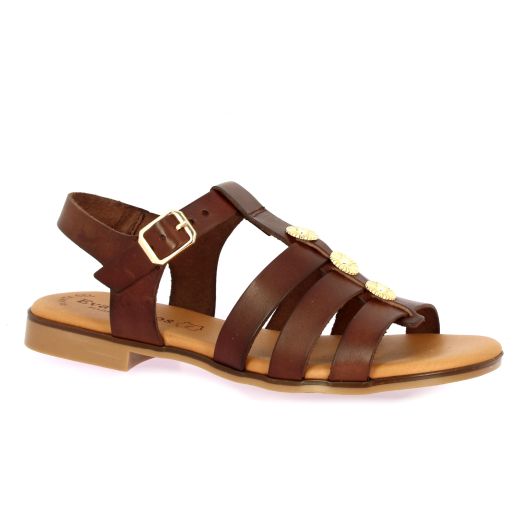 Eva frutos Nu pieds cuir marron