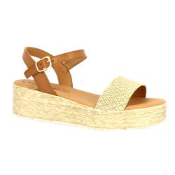 Eva frutos Nu pieds cuir velours beige