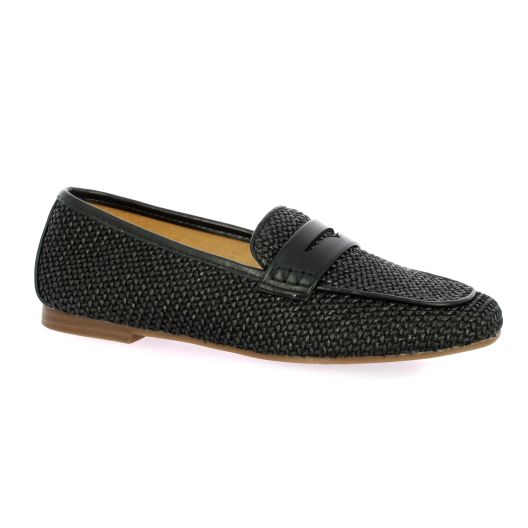 Coco abricot Mocassins cuir tresse noir