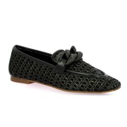 Coco abricot Mocassins cuir tresse noir