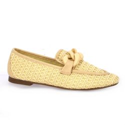 Coco abricot Mocassins cuir tresse beige