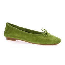 Reqins Ballerines cuir velours vert mousse Reqins Ballerines cuir velours vert mousse