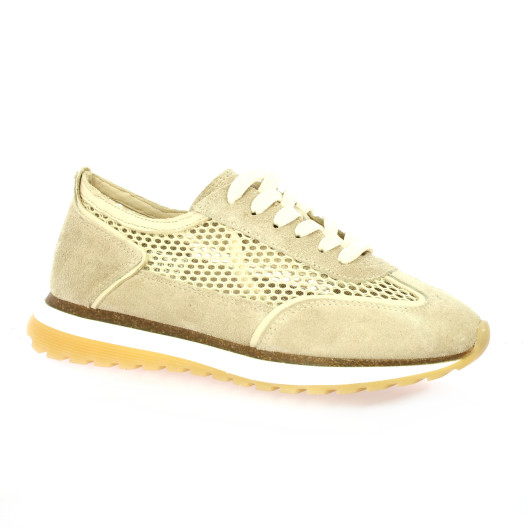 Step Baskets cuir velours beige