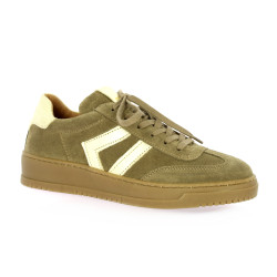 Creator Baskets cuir velours taupe/or