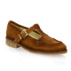 Pao Nu pieds cuir velours cognac