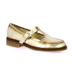 Pao Nu pieds cuir laminé platine