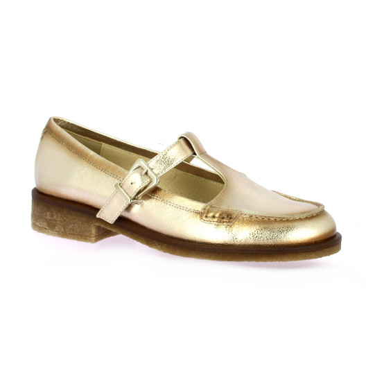 Pao Nu pieds cuir laminé platine